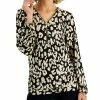 JM Collection Women's Zipper-Front Animal-Print Top, Created For Macy's
