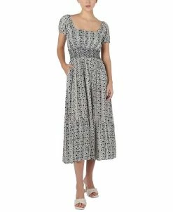 Black Tape Women's Smocked Ruffled-Hem Dress