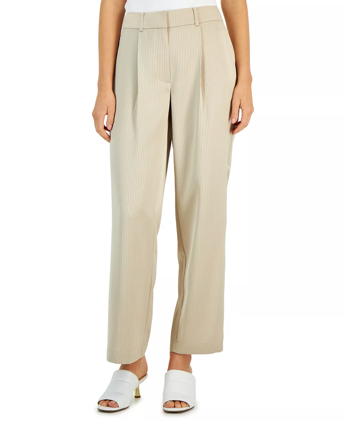 Alfani Women's Stripe Satin Wide-Leg Trousers, Created For Macy's 3 Alfani Women's Stripe Satin Wide-Leg Trousers, Created For Macy's