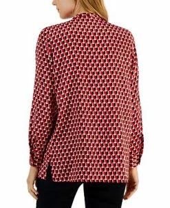 Alfani Women's Printed Satin Long Sleeve Top, Created For Macy's -Clothing Shop 22164492 fpx