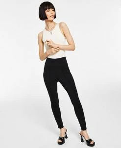 Bar III High-Waist Ponte-Knit Leggings, Created For Macy's 9 Bar III High-Waist Ponte-Knit Leggings, Created For Macy's -Clothing Shop 22178103 fpx