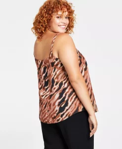 Bar III Plus Size Animal-Print Scoop-Neck Camisole, Created For Macy's -Clothing Shop 22179796 fpx