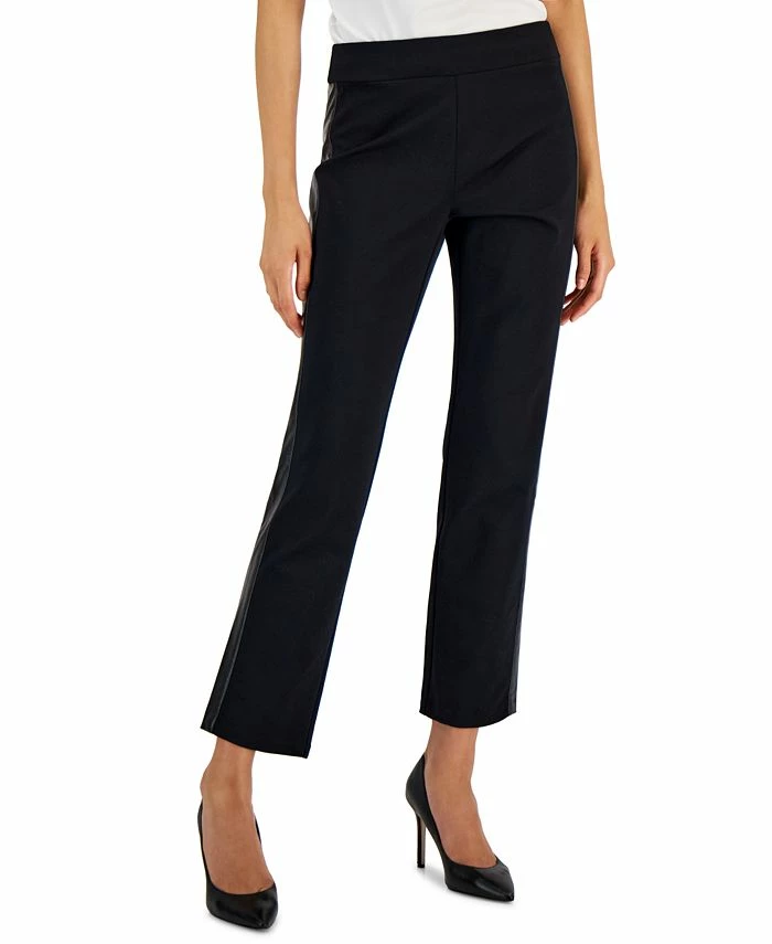 JM Collection Women's Pleather Side Panel Ponte Pants, Created For Macy's 3 JM Collection Women's Pleather Side Panel Ponte Pants, Created For Macy's