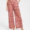 Bar III Women's Printed Wide-Leg Smocked-Waist Pull-On Pants, Created For Macy's