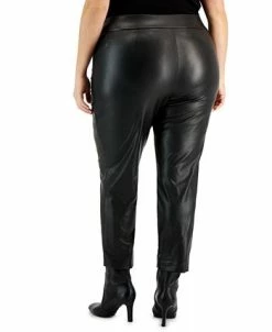 Kasper Plus Size Pull-On Faux-Leather Slim-Fit Ankle Pants -Clothing Shop 22185960 fpx