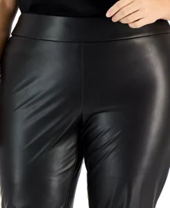 Kasper Plus Size Pull-On Faux-Leather Slim-Fit Ankle Pants -Clothing Shop 22185979 fpx