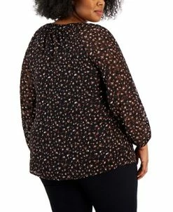 Kasper Plus Size Blouson-Sleeve Top -Clothing Shop 22186289 fpx