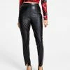 Bar III Women's Slit-Hem Faux-Leather Pull-On Pants, Created For Macy's
