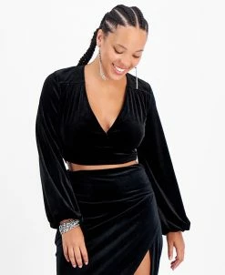 Bar III Women's Cropped Velvet Top, Created For Macy's