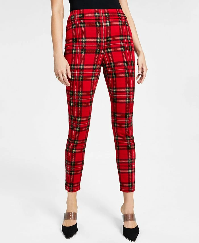 Bar III Women's Plaid High Rise Pull-On Leggings, Created For Macy's 3 Bar III Women's Plaid High Rise Pull-On Leggings, Created For Macy's