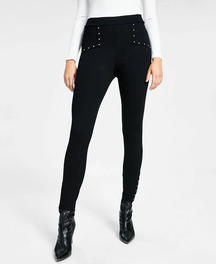 Bar III Women's Studded Waist Detail Pull-On Leggings, Created For Macy's 3 Bar III Women's Studded Waist Detail Pull-On Leggings, Created For Macy's