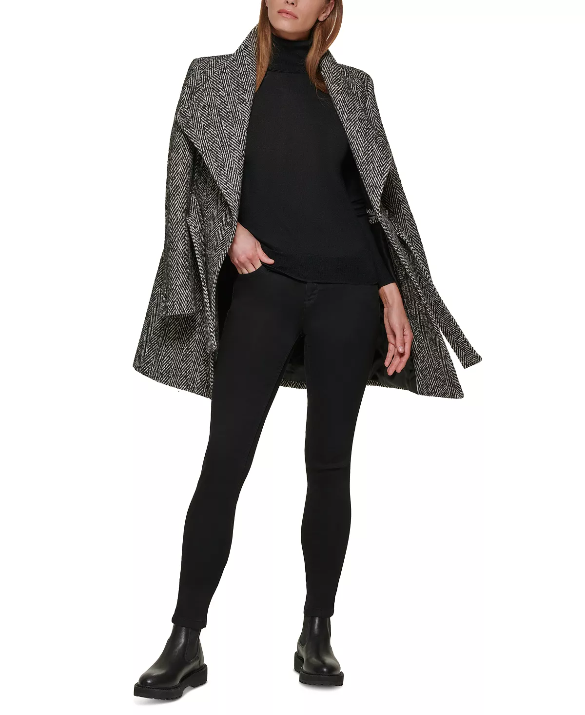 Calvin Klein Women's Asymmetrical Belted Wrap Coat, Created For Macy's 8 Calvin Klein Women's Asymmetrical Belted Wrap Coat, Created For Macy's - Image 6