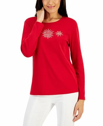Karen Scott Women's Long-Sleeve Holiday Top, Created For Macy's 7 Karen Scott Women's Long-Sleeve Holiday Top, Created For Macy's - Image 5