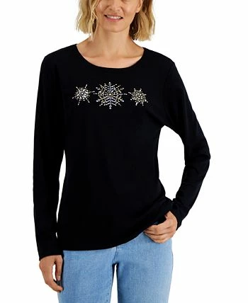 Karen Scott Women's Long-Sleeve Holiday Top, Created For Macy's 8 Karen Scott Women's Long-Sleeve Holiday Top, Created For Macy's - Image 6