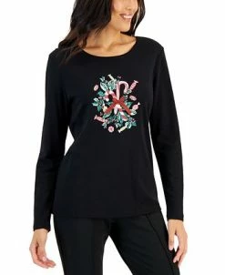 Karen Scott Women's Long-Sleeve Holiday Top, Created For Macy's 18 Karen Scott Women's Long-Sleeve Holiday Top, Created For Macy's -Clothing Shop 22206626 fpx