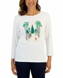 Karen Scott Women's Holiday Beach Top, Created For Macy's -Clothing Shop 22207942 fpx