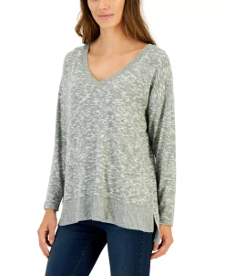 Style & Co Women's V-Neck Snit Top, Created For Macy's -Clothing Shop 22241886 fpx