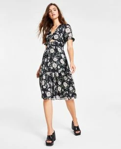 Bar III Women's Floral-Print Cutout Dress, Created For Macy's