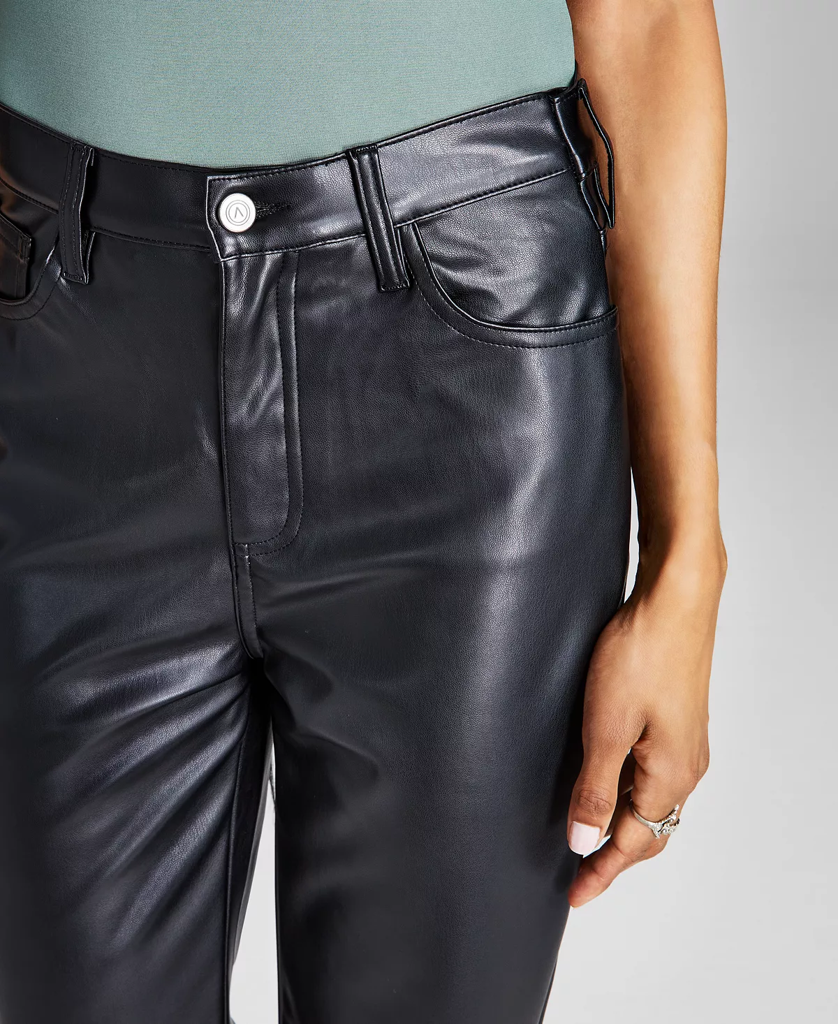 And Now This Women's High-Rise Faux-Leather Straight Pants 5 And Now This Women's High-Rise Faux-Leather Straight Pants - Image 3