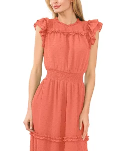 CeCe Ruffled Swiss Dot Midi Dress -Clothing Shop 22257356 fpx
