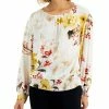 JM Collection Women's Printed Smocked Necklace Top, Created For Macy's