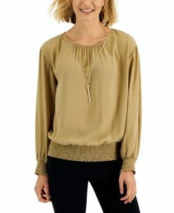 JM Collection Women's Smocked Necklace Top, Created For Macy's