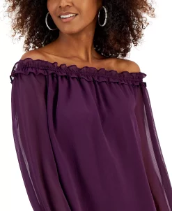 INC International Concepts Women's Off-The-Shoulder Ruffled Blouse, Created For Macy's -Clothing Shop 22269818 fpx