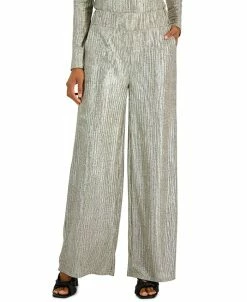 INC International Concepts Women's Metallic Wide-Leg High Rise Pull-On Pants, Created For Macy's