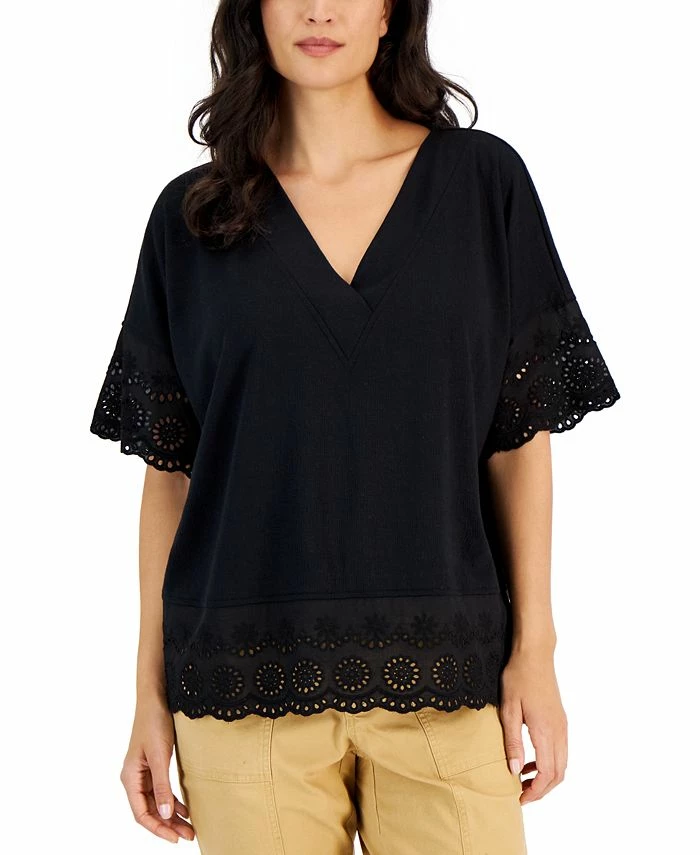 Style & Co Women's Lace-Trimmed Tunic, Created For Macy's 3 Style & Co Women's Lace-Trimmed Tunic, Created For Macy's