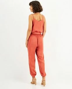 And Now This Women's Sleeveless Belted Satin Jumpsuit -Clothing Shop 22287899 fpx