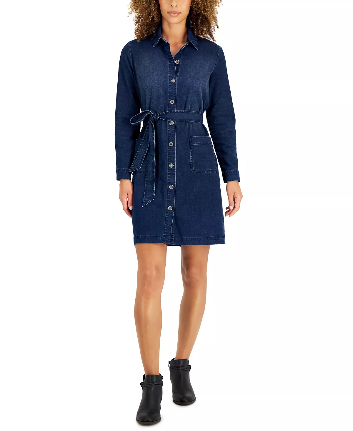 Style & Co Women's Belted Denim Shirtdress, Created For Macy's 3 Style & Co Women's Belted Denim Shirtdress, Created For Macy's