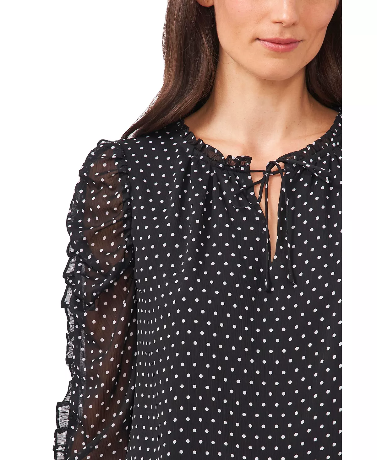 CeCe Women's Long Sleeve Ruffled Duet Mini Dot Blouse 5 CeCe Women's Long Sleeve Ruffled Duet Mini Dot Blouse - Image 3