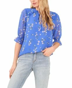 CeCe Women's Tie Neck Floral Print Blouse