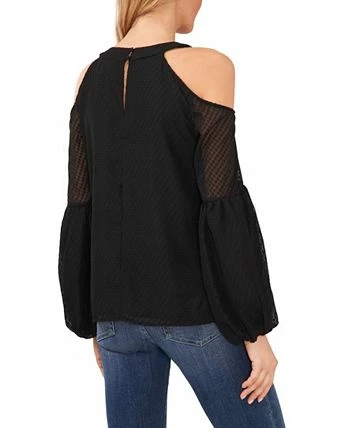 CeCe Women's Cold Shoulder Clip Dot Blouse 4 CeCe Women's Cold Shoulder Clip Dot Blouse - Image 2