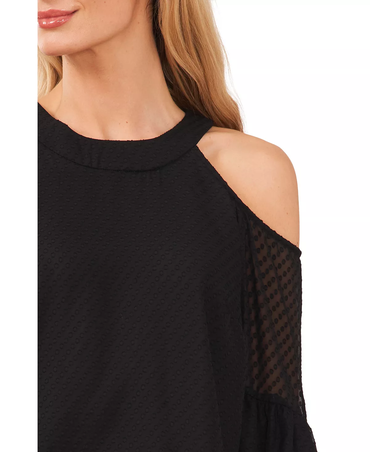 CeCe Women's Cold Shoulder Clip Dot Blouse 5 CeCe Women's Cold Shoulder Clip Dot Blouse - Image 3