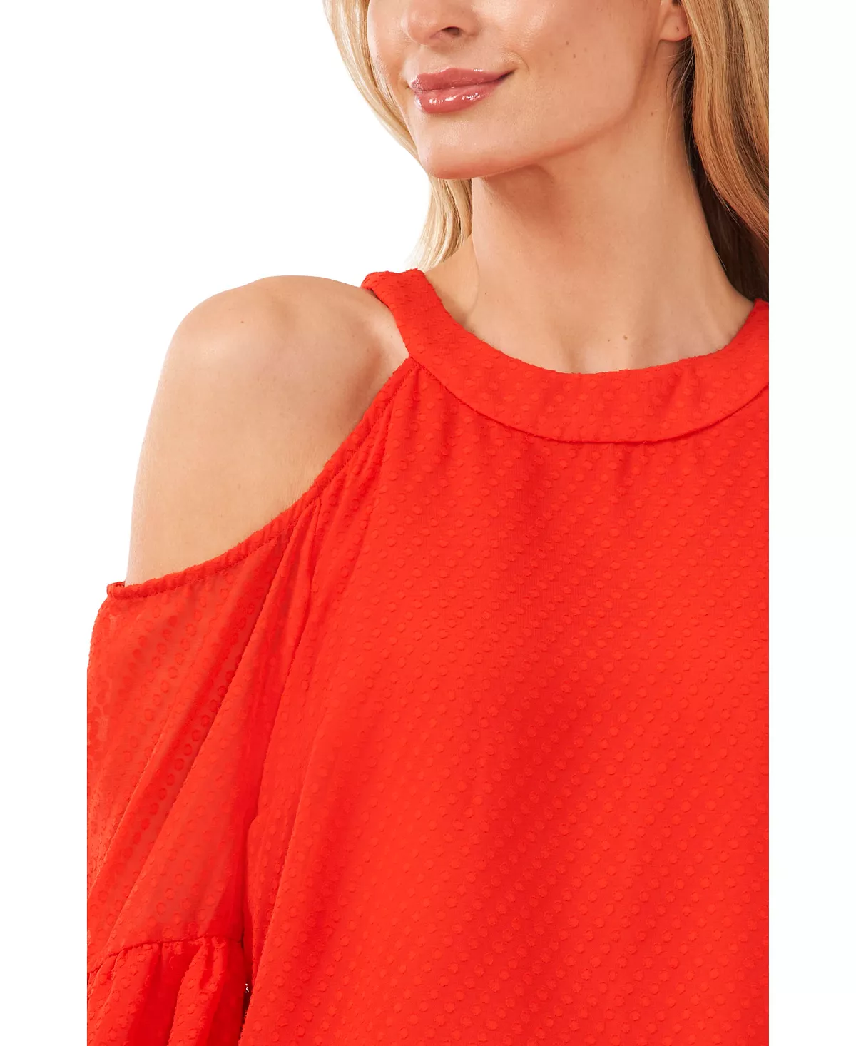 CeCe Women's Cold Shoulder Clip Dot Blouse 6 CeCe Women's Cold Shoulder Clip Dot Blouse - Image 4