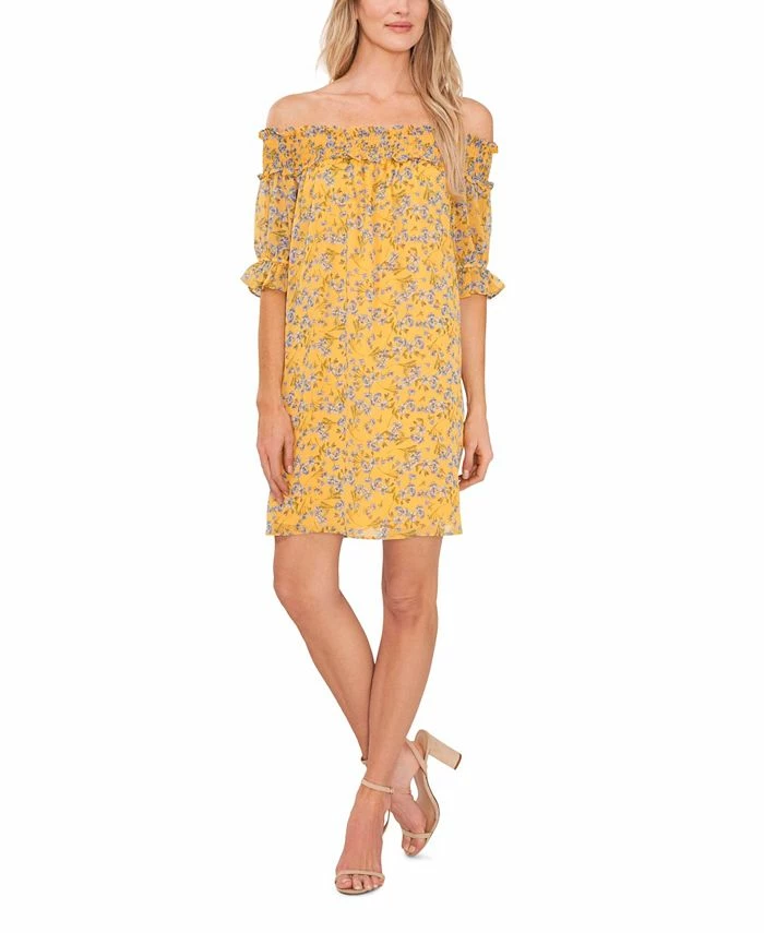 CeCe Women's Smocked Off The Shoulder Dress 3 CeCe Women's Smocked Off The Shoulder Dress