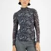 Bar III Women's Draped-Sleeve Animal-Print Mesh Top, Created For Macy's -Clothing Shop 22299076 fpx