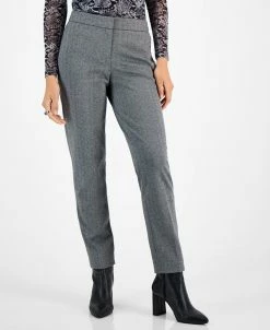 Bar III Women's Shimmer Herringbone Straight-Leg Ankle Pants, Created For Macy's