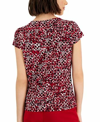 Kasper Women's Printed Cowlneck Cap-Sleeve Blouse 4 Kasper Women's Printed Cowlneck Cap-Sleeve Blouse - Image 2