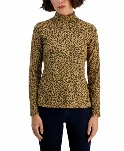 Style & Co Women's Leopard Turtleneck Sweater, Created For Macy's