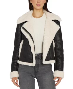 Sam Edelman Women's Faux-Shearling Moto Coat -Clothing Shop 22334001 fpx