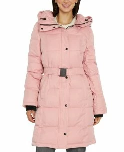 Sam Edelman Women's Belted Hooded Puffer Coat