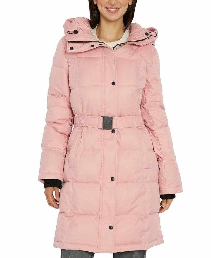 Sam Edelman Women's Belted Hooded Puffer Coat 3 Sam Edelman Women's Belted Hooded Puffer Coat