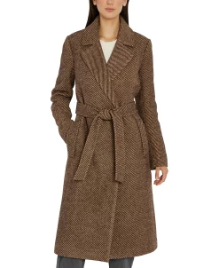 Sam Edelman Women's Belted Tweed Wrap Coat -Clothing Shop 22336331 fpx