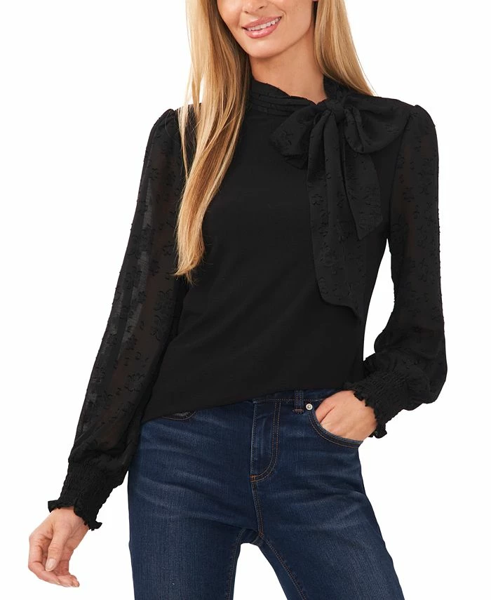 CeCe Women's Floral-Jacquard Long-Sleeve Knit Top 3 CeCe Women's Floral-Jacquard Long-Sleeve Knit Top