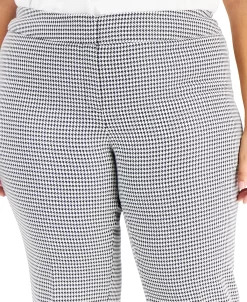 Kasper Plus Size Houndstooth Mid-Rise Slim-Leg Pants -Clothing Shop 22336627 fpx