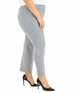 Kasper Plus Size Houndstooth Mid-Rise Slim-Leg Pants -Clothing Shop 22336628 fpx
