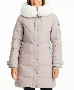 Vince Camuto Women's Faux-Fur-Collar Hooded Puffer Coat