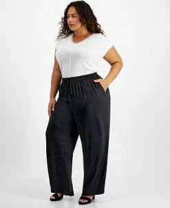 Bar III Plus Size Washed Satin Pull-On Wide-Leg Pants, Created For Macy's 10 Bar III Plus Size Washed Satin Pull-On Wide-Leg Pants, Created For Macy's -Clothing Shop 22337719 fpx